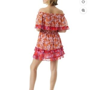 Jessica Simpson Floral Off-Shoulder Mini Dress - Orange and Pink